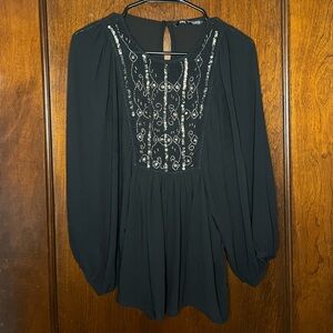 Zara Beaded 3/4 Sleeve Top Size Medium